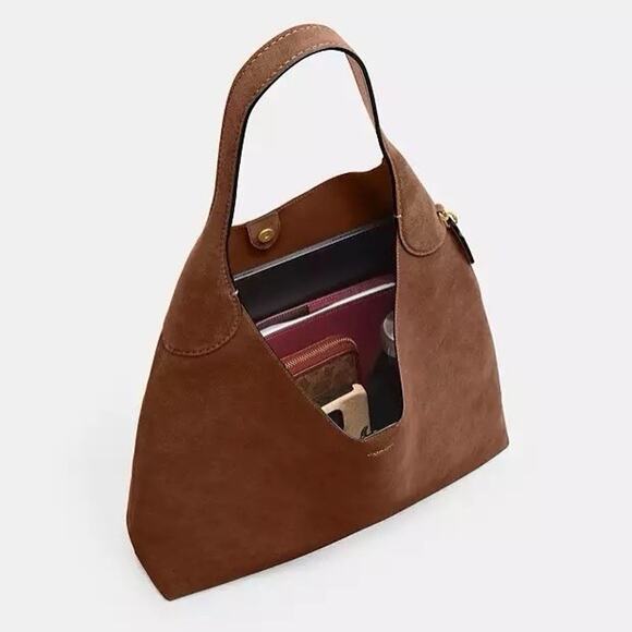 NWT Coach CW636 Suede Brooklyn 39 Shoulder Bag Brass/Warm Brown Color - Picture 11 of 13